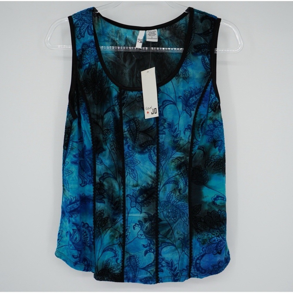 Sami & Jo Velvet Burnout Floral Top Teal Black Y2K Whimsigoth Fairy Grunge L NEW